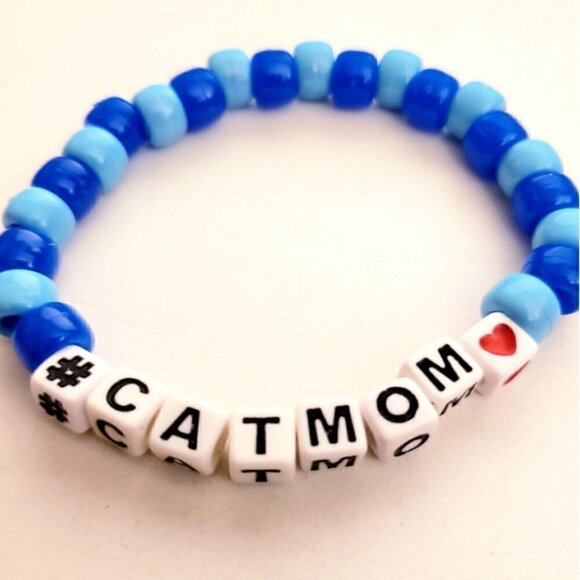 Cat Mom Kandi Word bracelet Blue - Picture 2 of 3